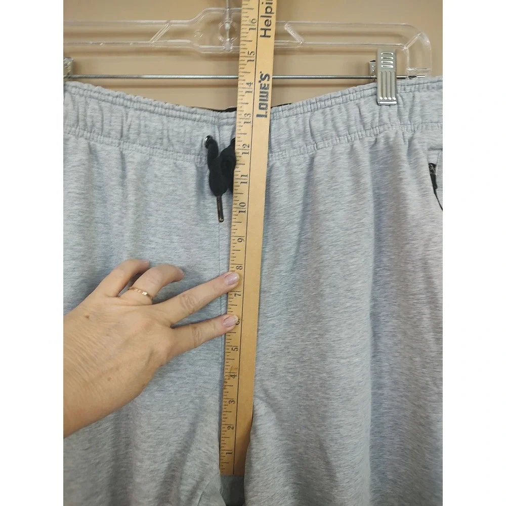 Reebok Mens Heather Gray Fleece Sweatpants Zipper Pockets Large L Drawstring‎
